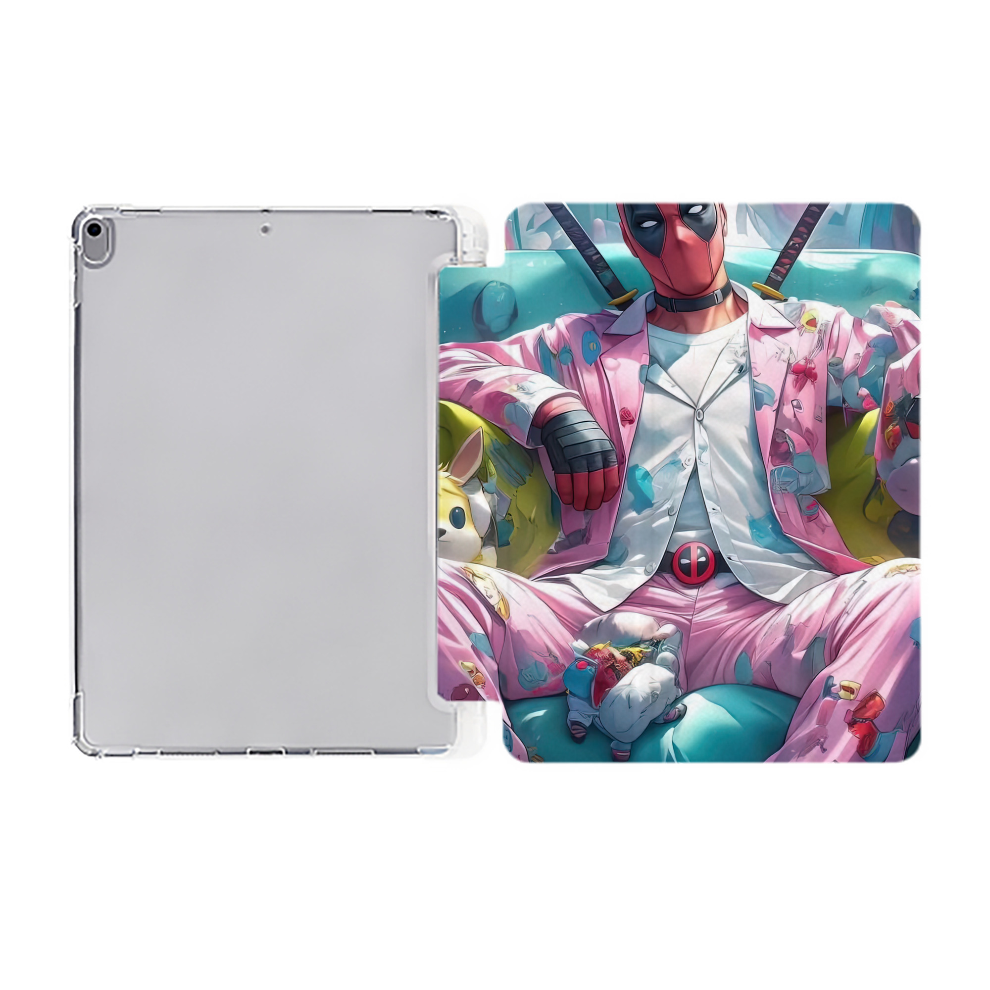 （画像用） Deadpool デッドプール IPad ケース ペン収納付き 三つ折りスタンド PUレザー×シリコン 対応機種9.5/10.5/10.9インチ